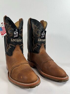 Men's Double H Boots KING RANCH Cowboy Boots Size 13 D Made In USA KR4466